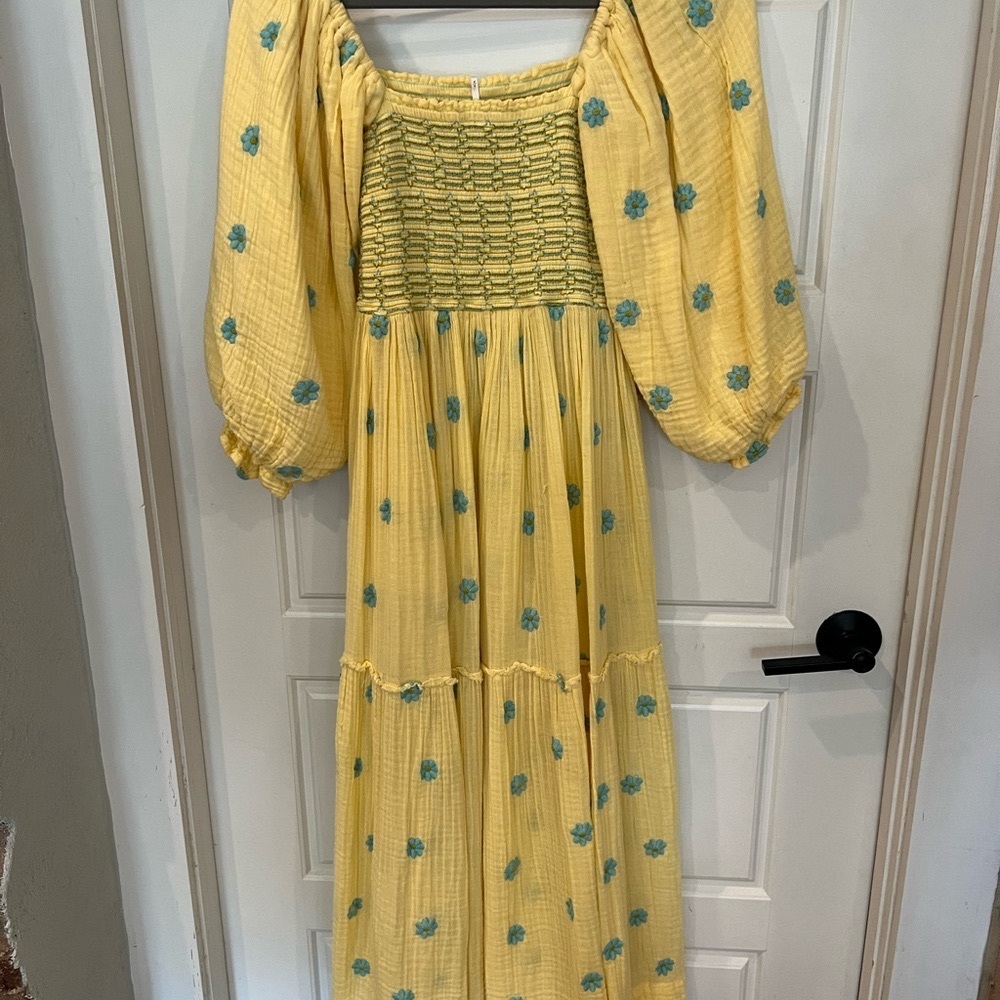 Free People Dahlia Embroidered Smocked Dress - Picture 2 of 5